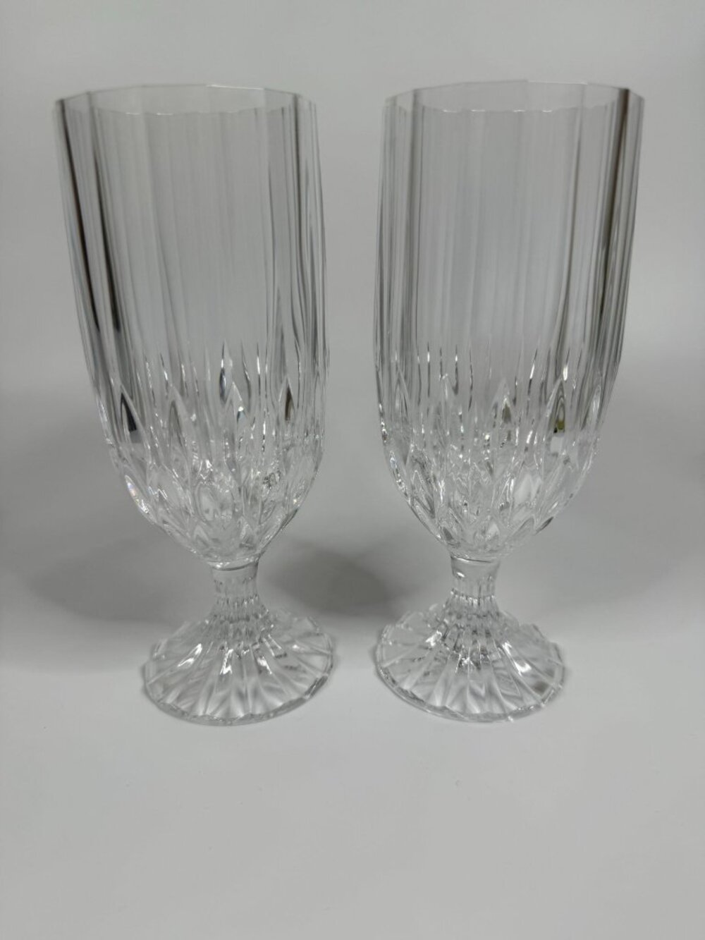 Crystal d'Arques Bretagne Vertical Cut Tall Goblets / Iced Tea Goblets, 7.5" tal